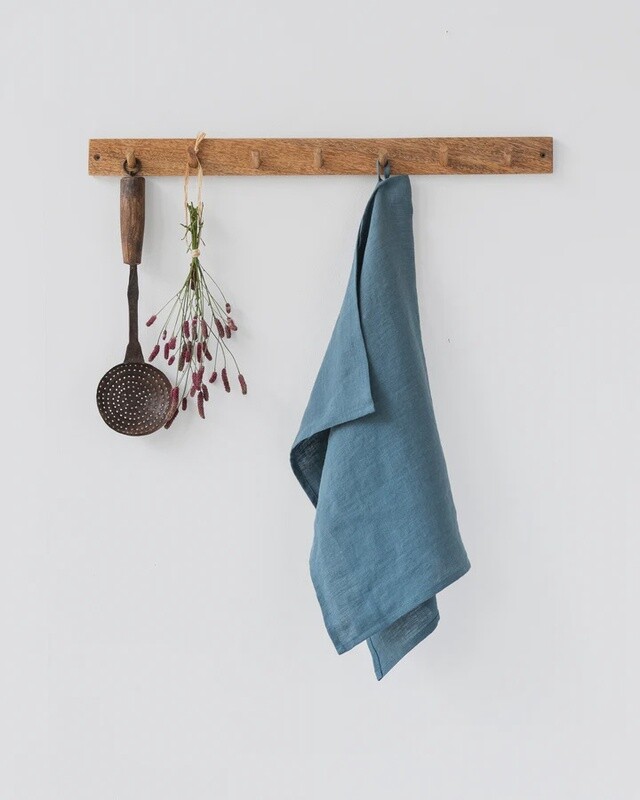 Gray Blue Linen Tea Towel