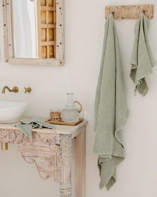 Pistachio Green Waffle Bath Towel