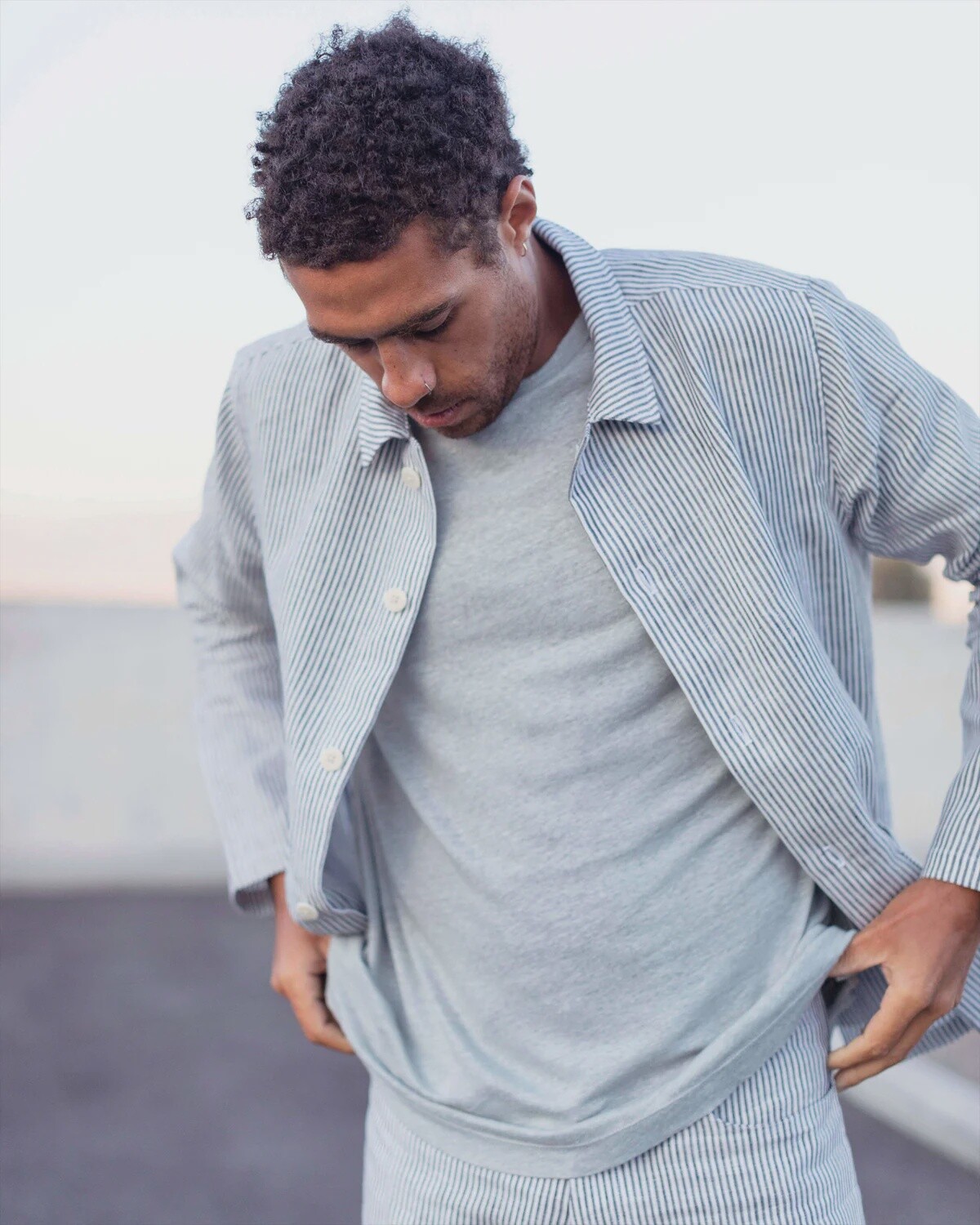 Linen Sun Tee in Steel