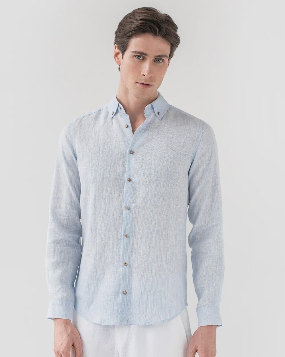 Linen Shirt Nevada In Pinstripe Blue
