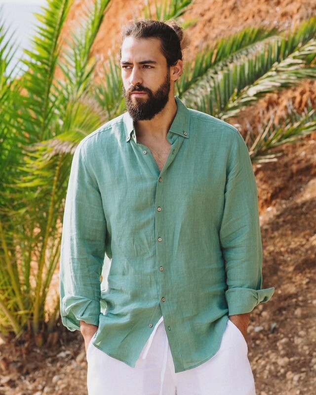 Linen Shirt Nevada In Matcha Green