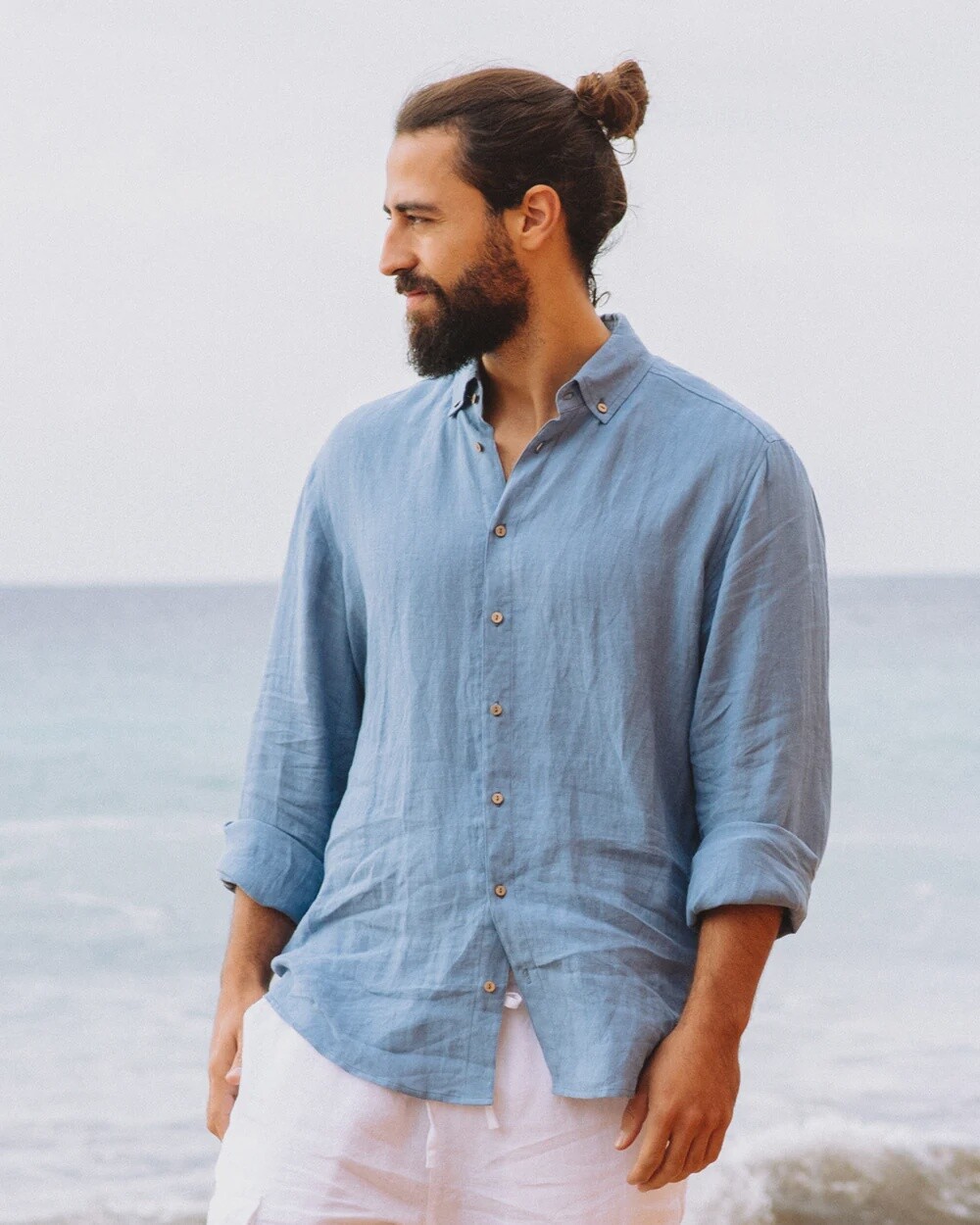 Linen Shirt Nevada In Ocean Blue