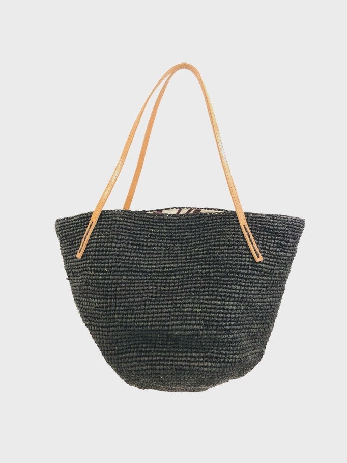 Tika Crochet Bucket Handbag In Black