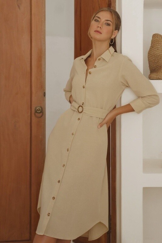 Jess Shirt Dress In Beige