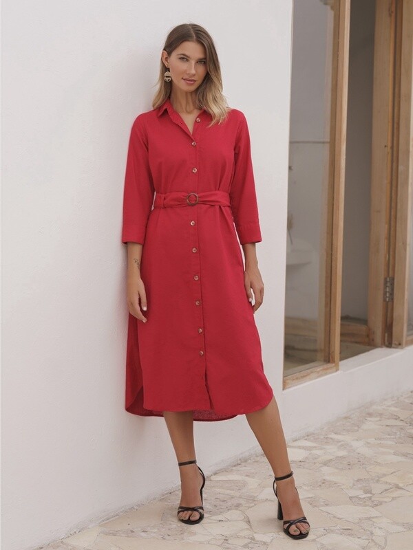 Jess Shirt Dress In Red