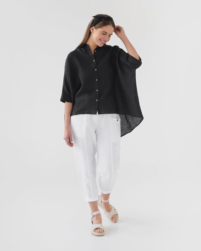 Lightweight Linen Shirt Hana In Black