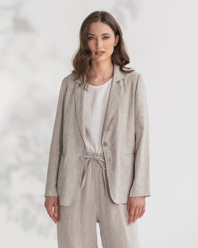 Placid Linen Blazer In Natural Melange