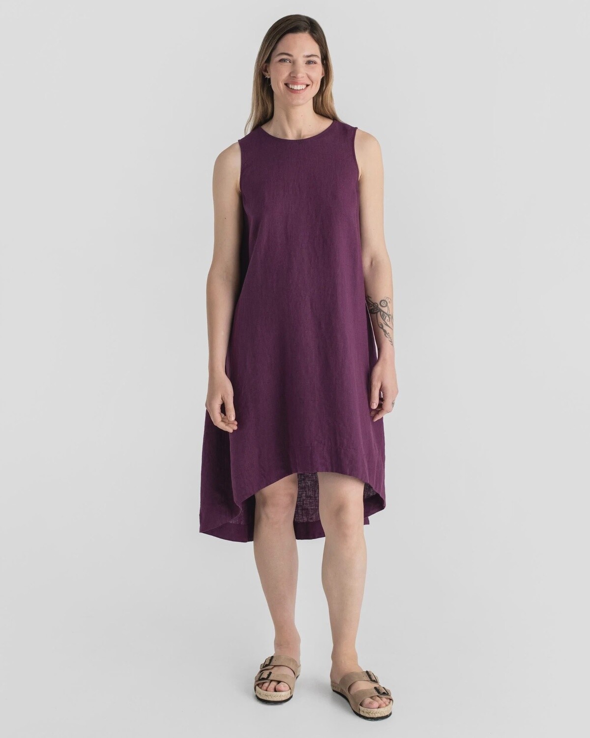 Royal Toscana Linen Dress In Royal Purple