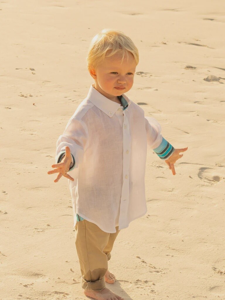 Boys White Linen Shirt