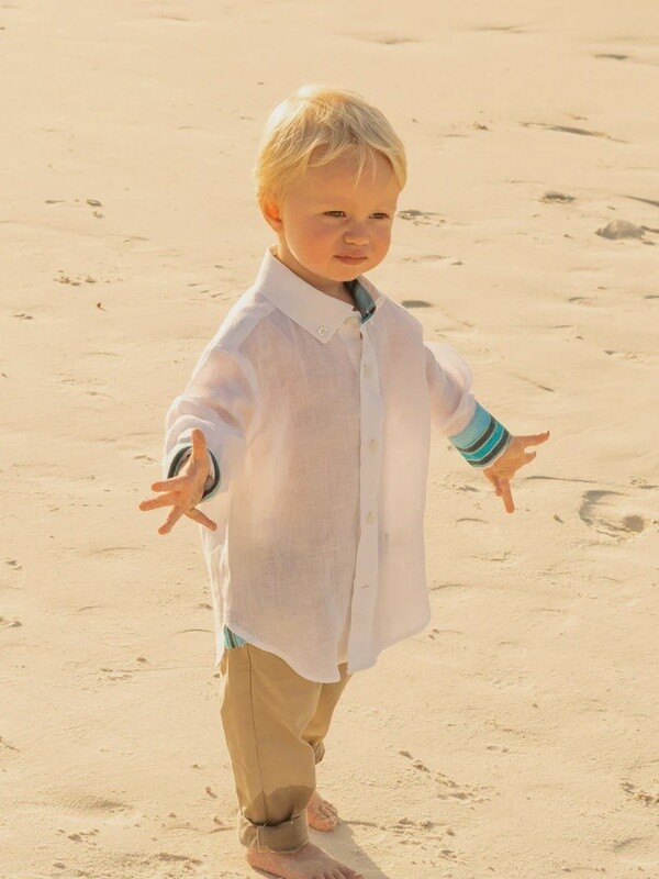 Boys White Linen Shirt