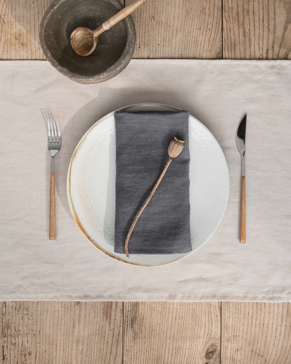 Charcoal Gray Linen Napkin (Set of 2)