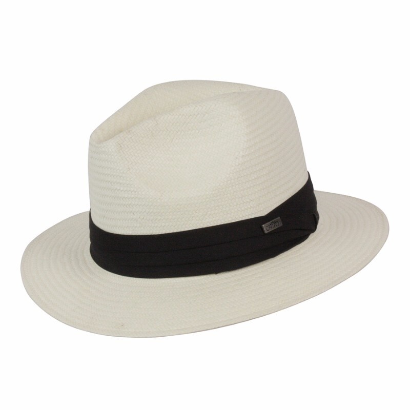 Jensen Panama Style Straw Fedora Hat in White