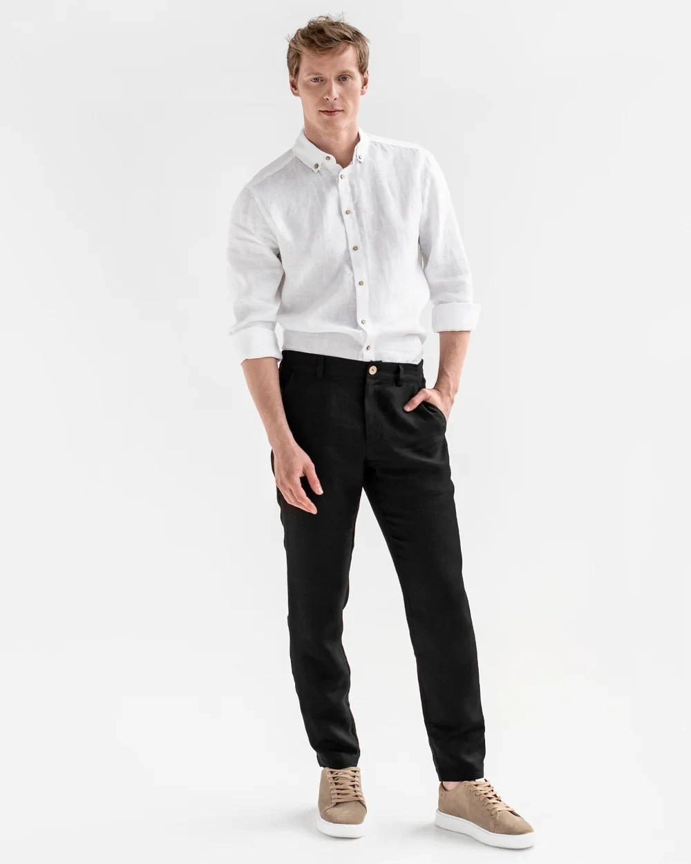 Soglio Linen Pants In Black