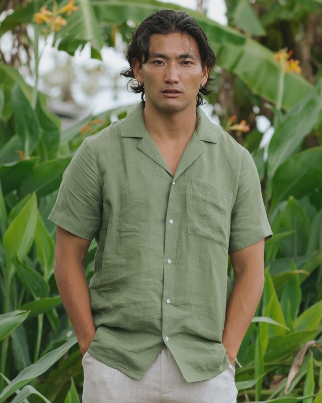 Linen Shirt Hawi in Forest Green