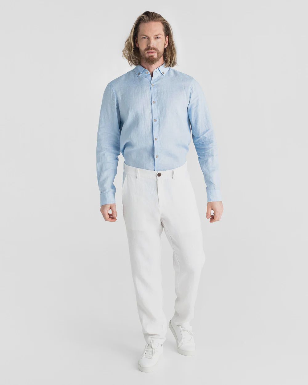 Heavyweight Linen Pants Morcote In White, Size: S