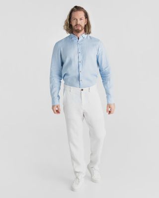 Heavyweight Linen Pants Morcote In White
