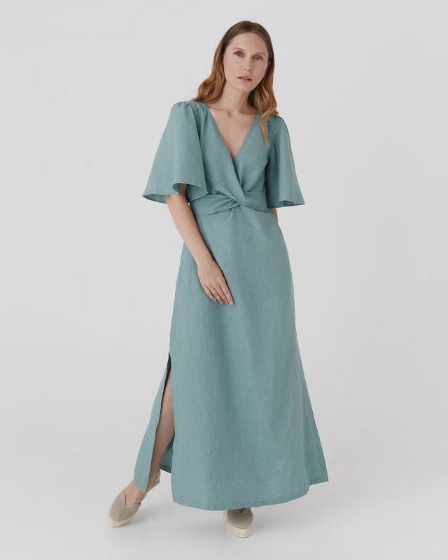 Maxi Dress Agra in Teal Blue