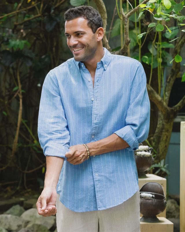 Classic Linen Shirt Sintra in Blue Stripes