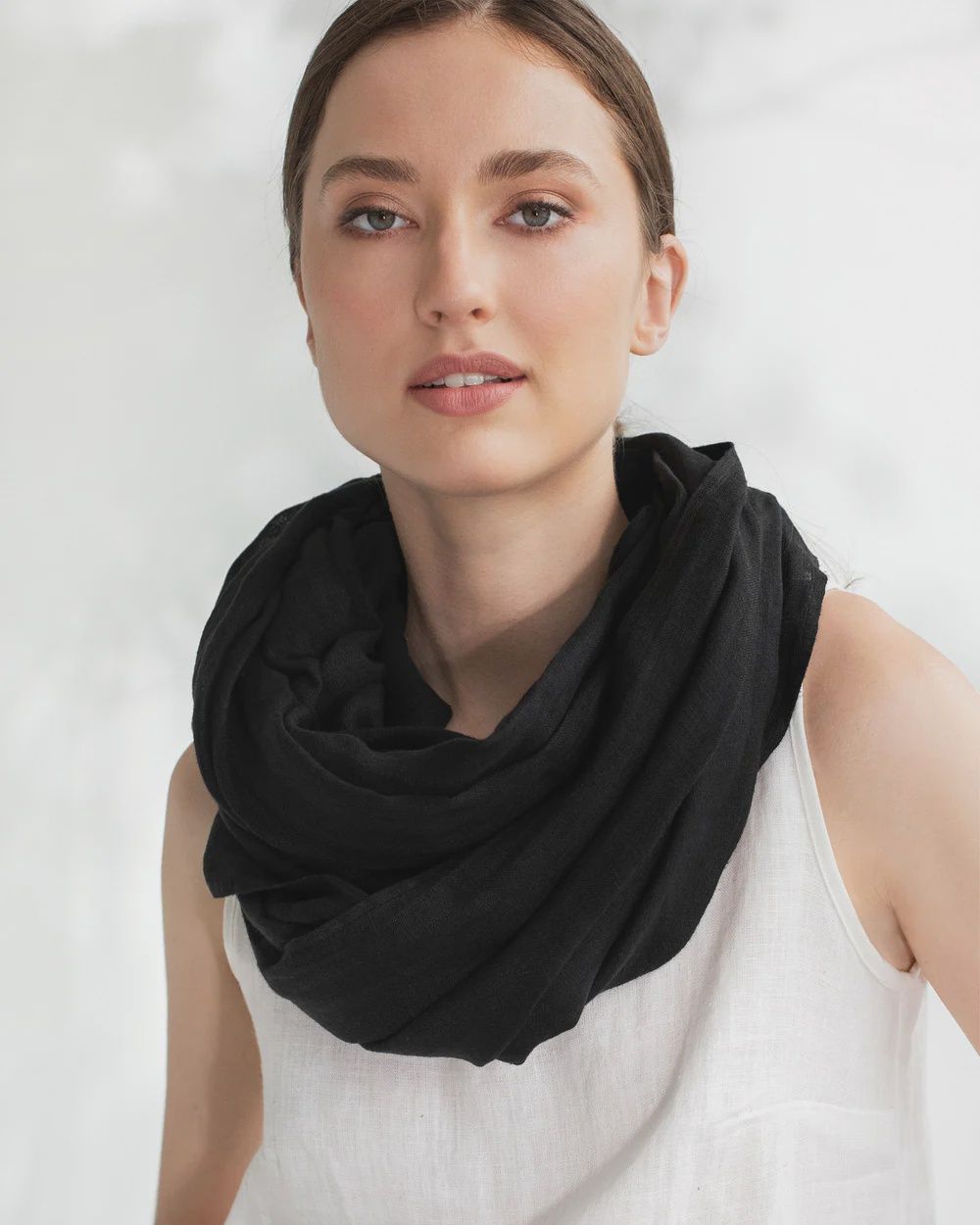 Black Linen Scarf