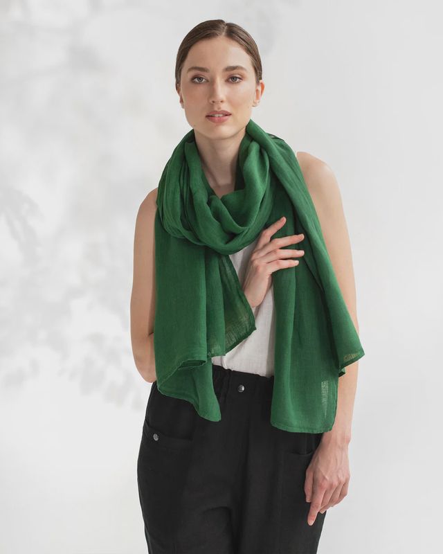 Green Linen Scarf