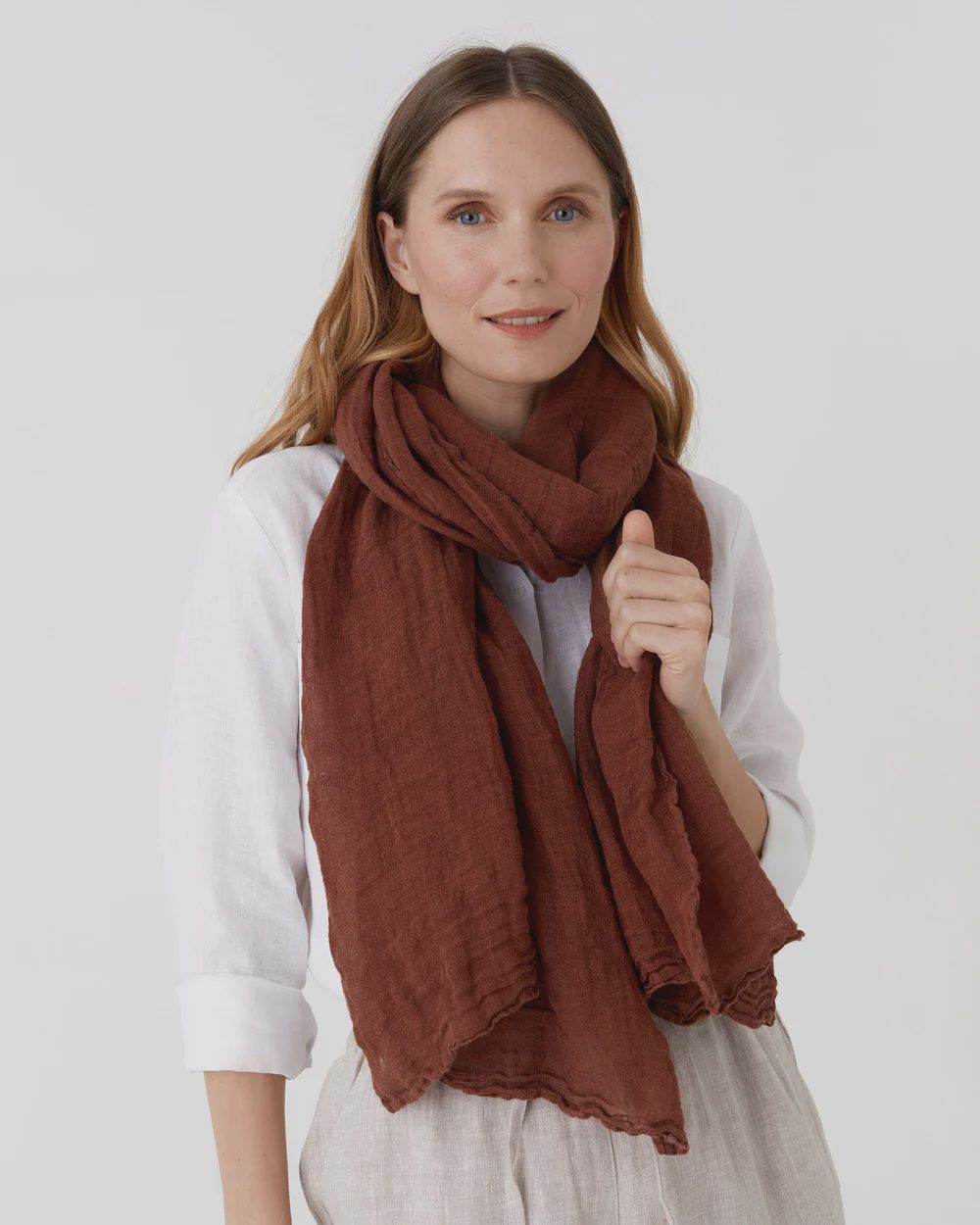 Walnut Brown Linen Scarf