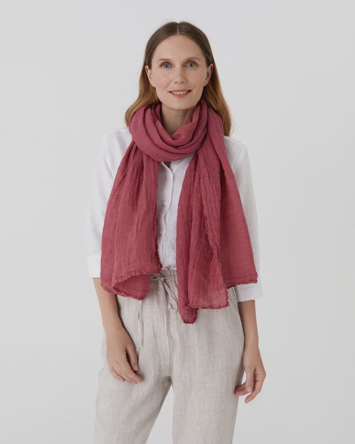 Fuscia Rose Linen Scarf