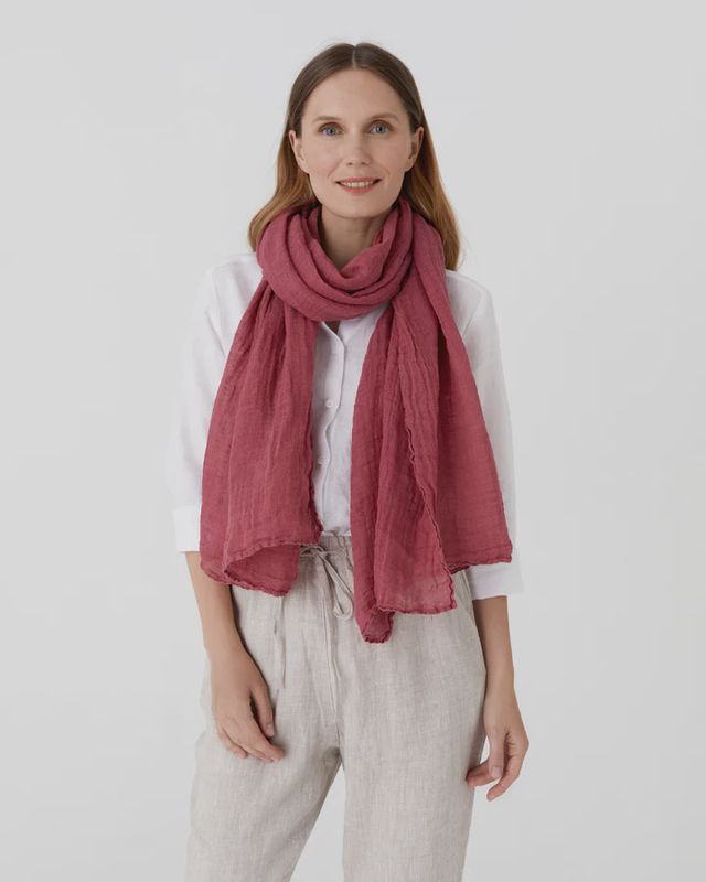 Fuscia Rose Linen Scarf