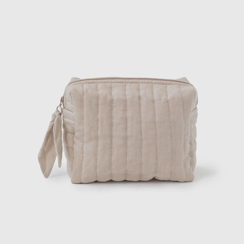 Quilted Cosmetics Bag In Natural Linen