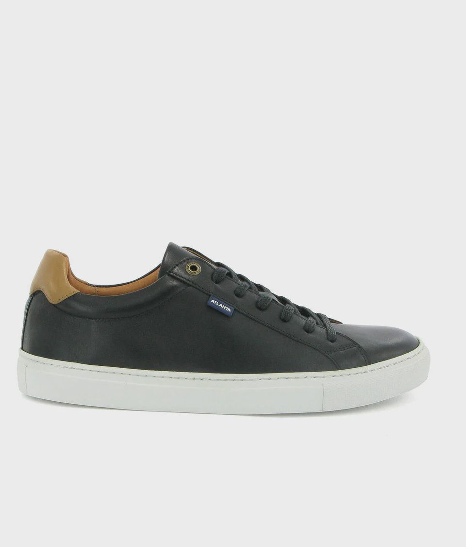 Tennis Sneakers in Smooth Black Leather