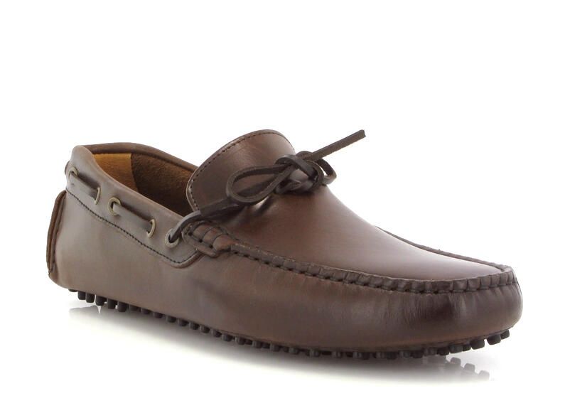 City Drivers With Laces in Dark Brown Leather