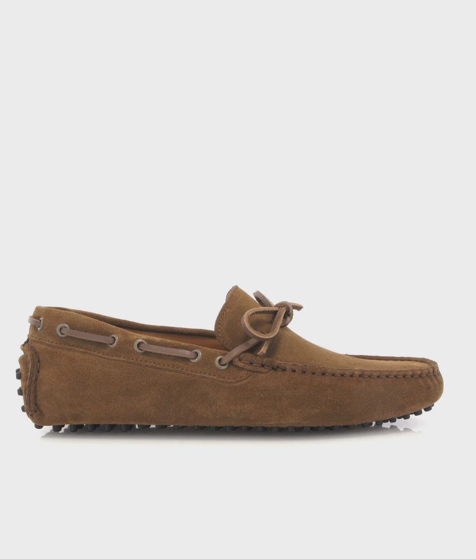 City Drivers With Laces in Camel Suede