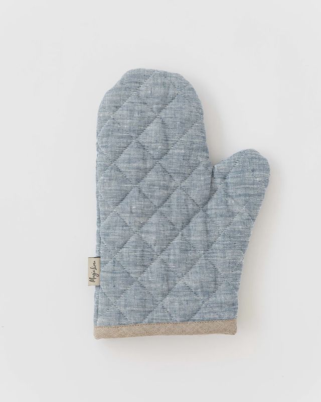 Linen Oven Mitt in Blue Melange