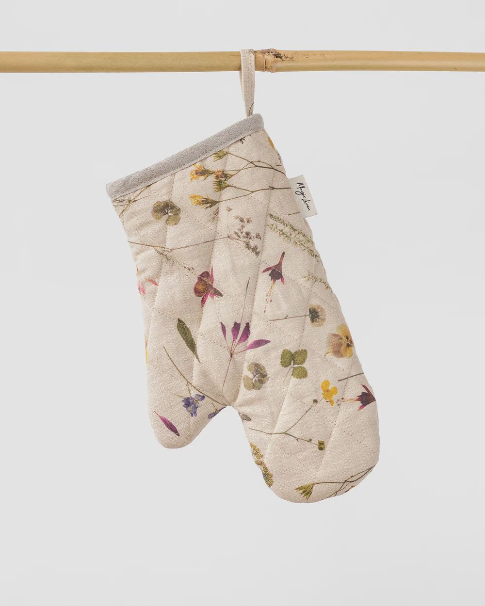 Linen Oven Mitt in Botanical Print