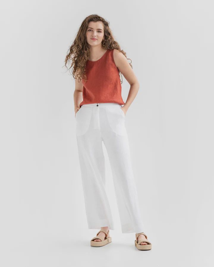 Wide Linen Pants Banff in White