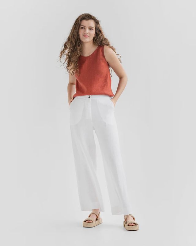 Wide Linen Pants Banff in White