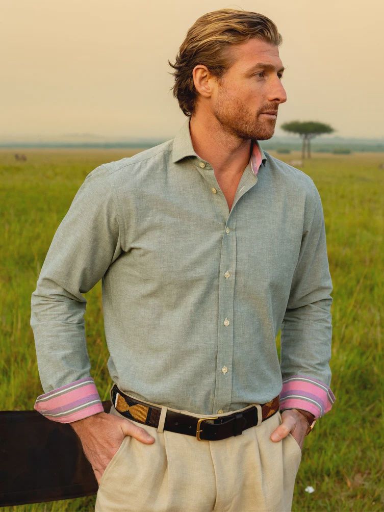 Crocodile Green Cotton/Linen Shirt