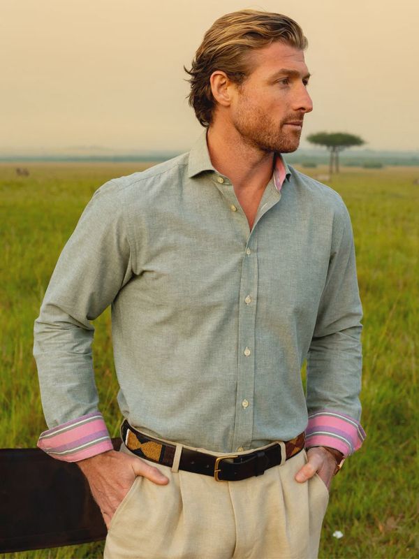 Crocodile Green Cotton/Linen Shirt