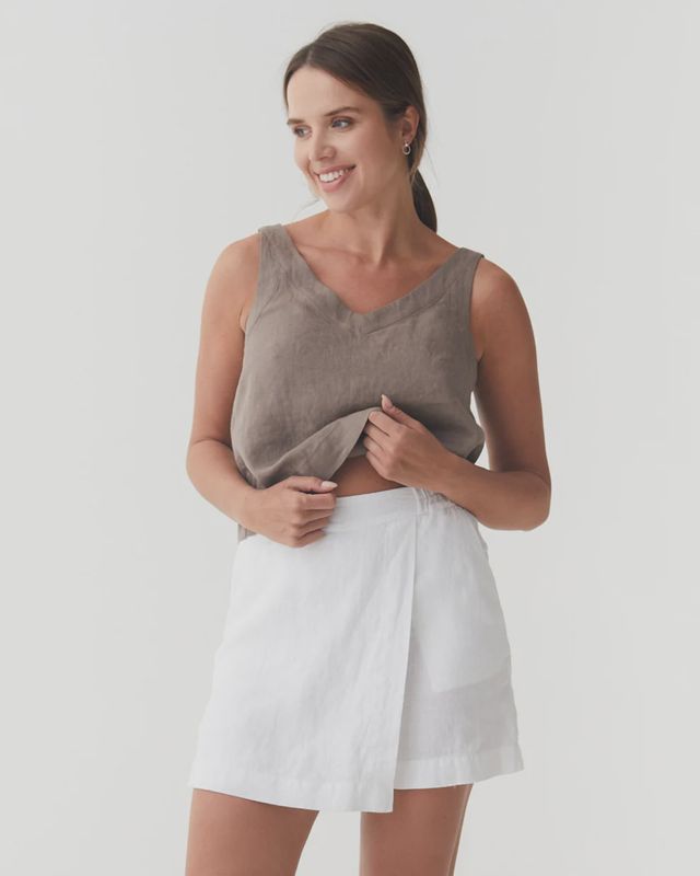 Linen Skort Anguilla In White