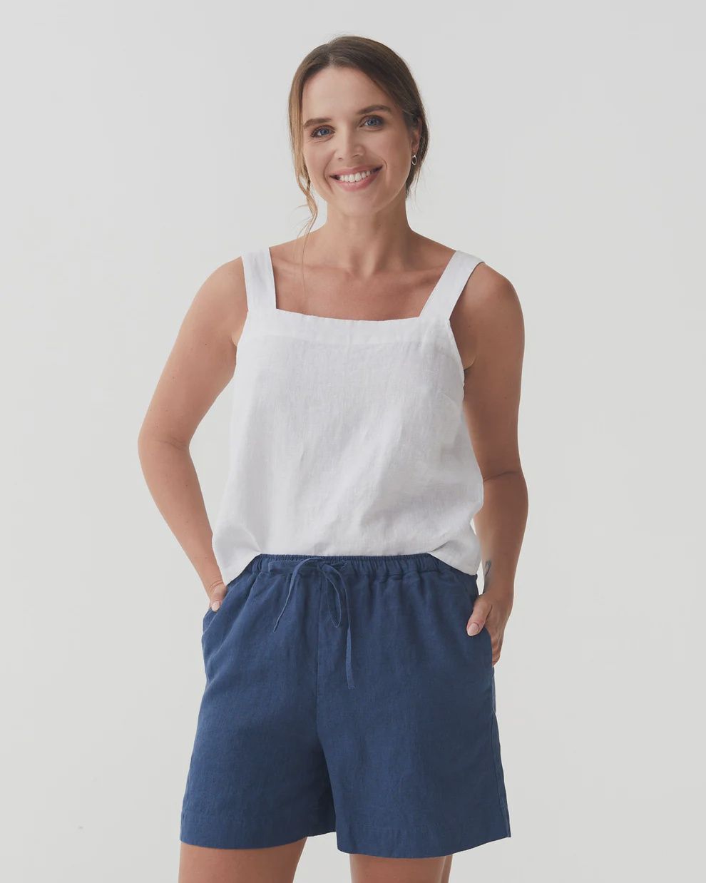 Linen Shorts Erie In Deep Navy Blue