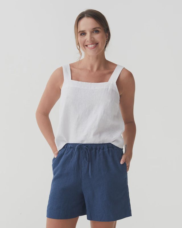 Linen Shorts Erie In Deep Navy Blue
