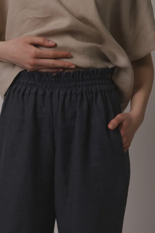 Positano Linen Pants In Black
