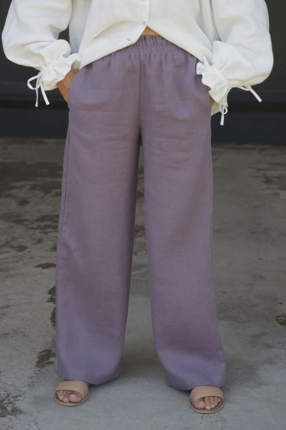 Positano Linen Pants In Purple