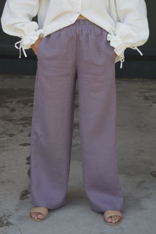 Positano Linen Pants In Purple