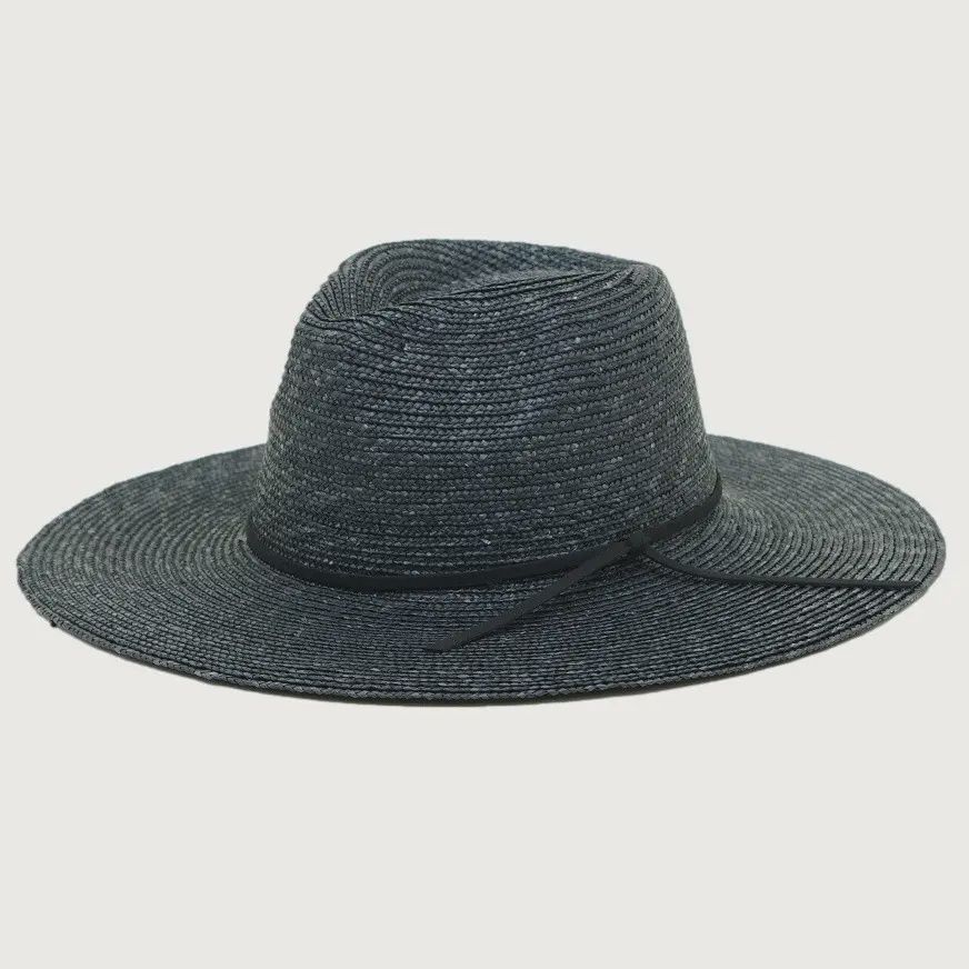 Wide Brim Straw Rancher with Vegan Leather Band