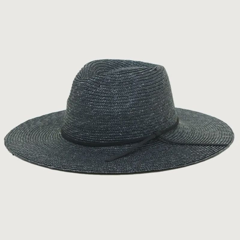Wide Brim Straw Rancher with Vegan Leather Band
