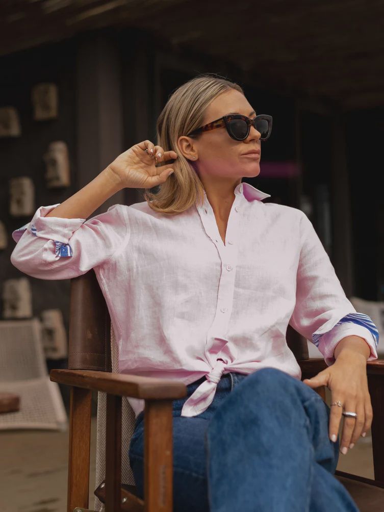 Women&#39;s Flamingo Pink Linen Shirt
