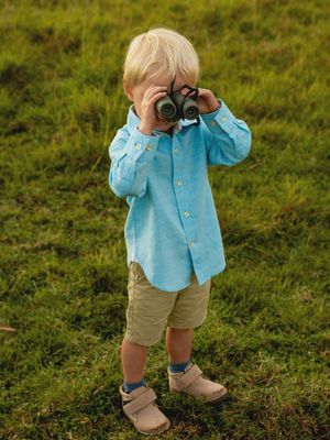 Boys Turquoise Cotton/Linen Shirt