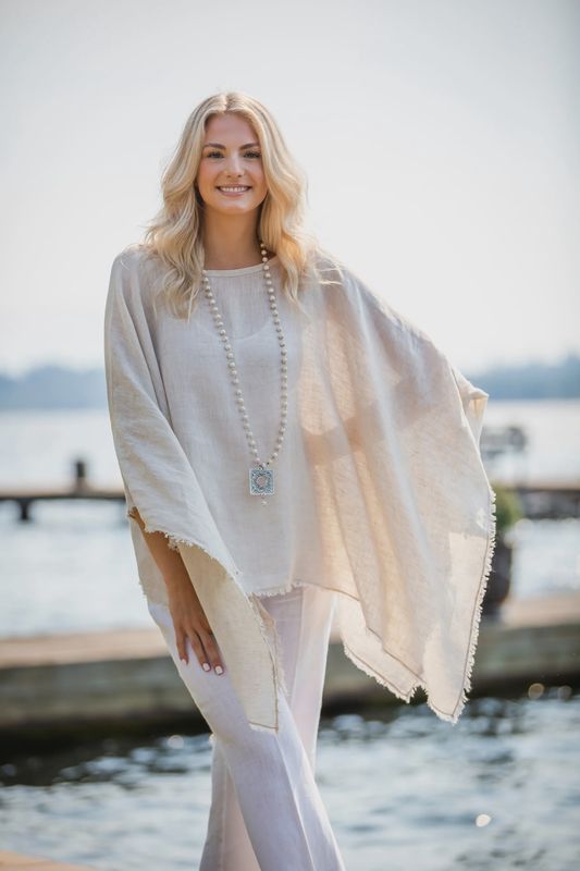 Linen Poncho Laurel - One Size