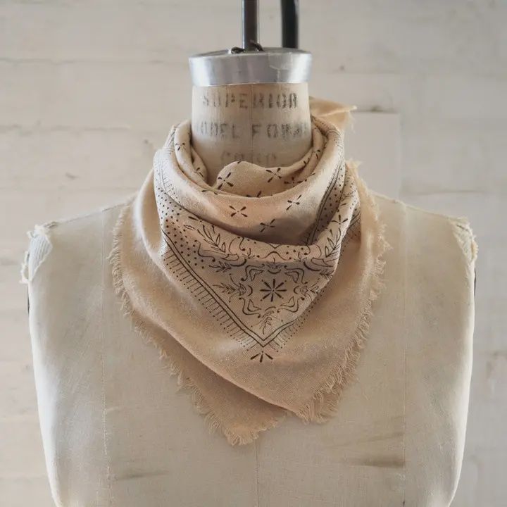 Oatmeal Classic Print Naturally Raw Silk Bandana