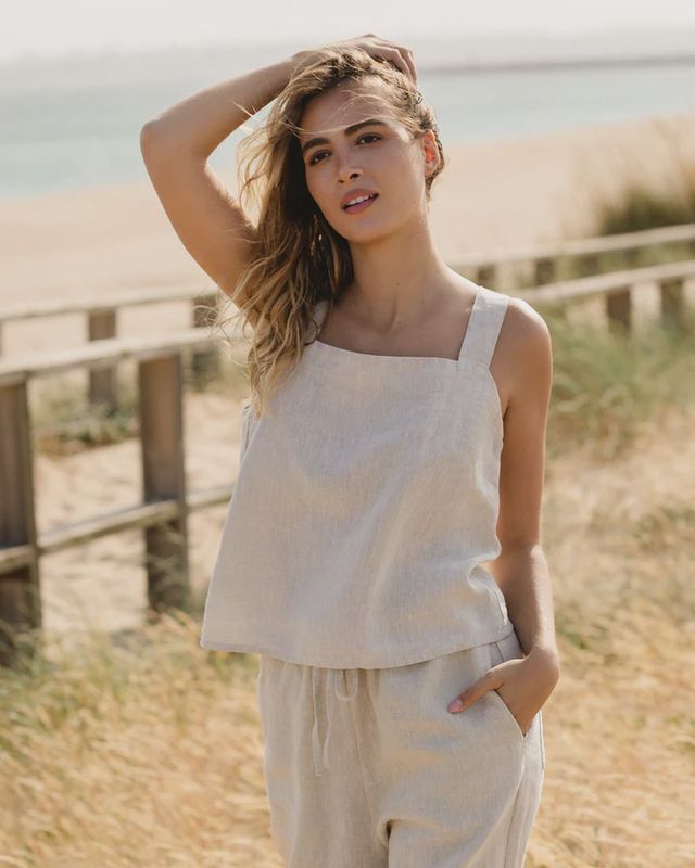 Linen Tank Top Olinda in Natural Melange